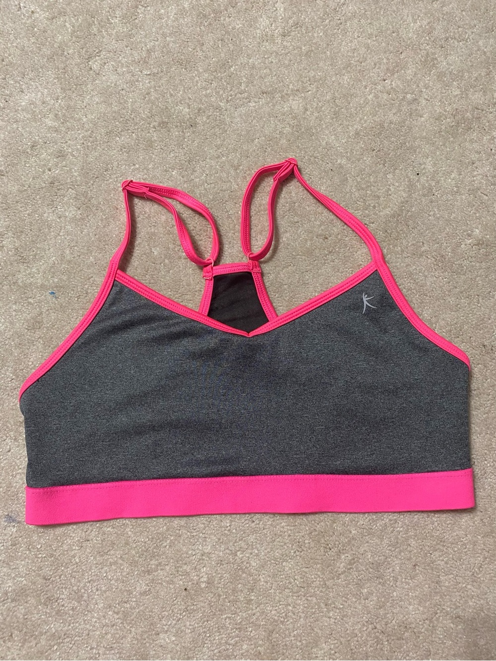 dk active Charcoal and Hot Pink Strappy Sports Bra